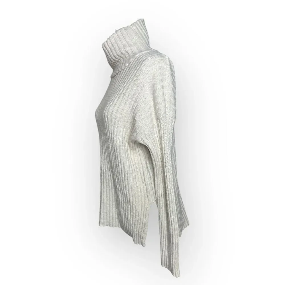 Theory Everly Slit Sweater in Merino Wool & Cashmere Cream Size Large - Picture 2 of 11